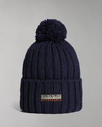 Napapijri - Wool Blend Bobble Beanie Hat - Lyst