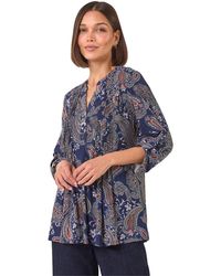 Roman - Paisley Print Pintuck Stretch Shirt - Lyst