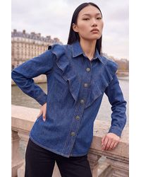 D.u.s.k - Denim Frill Buttoned Shirt - Lyst