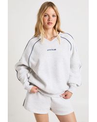 Boohoo - Petite Ath Club Embroidered V Neck Piping Short Tracksuit - Lyst