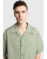 Giesto - Textured Striped Short Sleeve Shirt With Pocket - Lyst