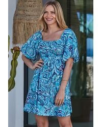 Sosandar - Paisley Print Puff Sleeve Jersey Dress - Lyst