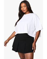 Boohoo - Plus Bengaline Pleated Mini Skirt - Lyst