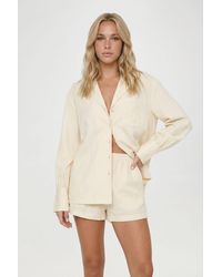 Boohoo - Linen Look Boyfriend Shirt & Relaxed Fit Shorts - Lyst