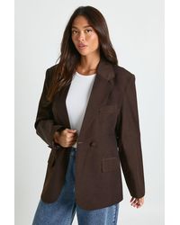 Boohoo - Double Breasted Cinched Waist Tailored Blazer - Lyst