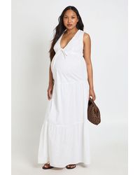 Boohoo - Maternity Lace Detail Teired Maxi Dress - Lyst
