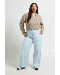 Boohoo - Plus Basics High Waist Straight Leg Jean - Lyst