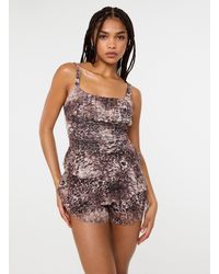 Pink Vanilla - Square Neck Ruffle Lace Playsuit - Lyst