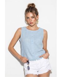 Bianco Lucci - Cotton Sleeveless Crew Neck Blouse - Lyst