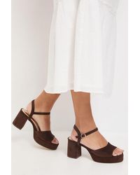 Oasis - Carolynne Faux Suede Block Heel Open Toe Platform Sandals - Lyst