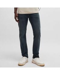 BOSS - Delaware Slim-fit Jeans In Donkerblauw - Lyst