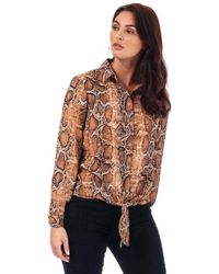 Brave Soul - Snake Print Tie Front Blouse - Lyst