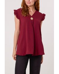Blue Vanilla - Button Detail Frill Top - Lyst