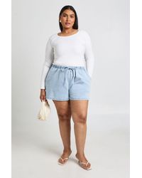 Boohoo - Plus Elasticated Waist Denim Shorts - Lyst