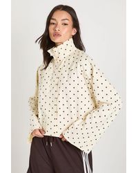 Boohoo - Funnel Neck Twill Polka Dot Zip Through - Lyst
