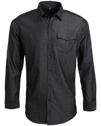 PREMIER - Denim Contrast Stitching Shirt Denim) Cotton - Lyst