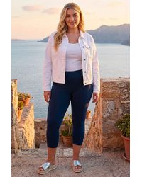 Roman - Curve Plain Elastic Waist Cropped Leggings - Lyst