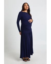 Boohoo - Maternity Soft Ruched Long Sleeve Maxi Dress - Lyst