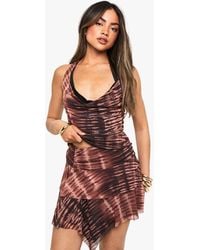 Boohoo - Tiger Print Mesh Foldover Waist Mini Skirt - Lyst