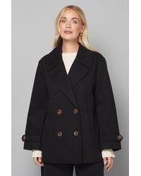 Wallis - Petite Mid Length Double Breasted Coat - Lyst