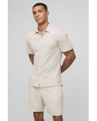 BoohooMAN - Slim Fit Jersey Short Sleeve Shirt - Lyst