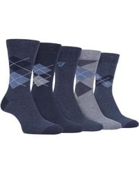 Farah - 5 Pack Thin Breathable Classic Argyle Patterned Soft Top Cotton Dress Socks - Lyst