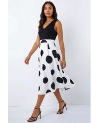 Roman - Spot Print Premium Stretch Dress - Lyst