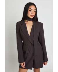 Boohoo - Scarf Detail Tailored Blazer Dress - Lyst