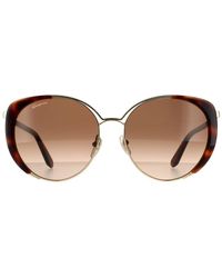 Ferragamo - Cat Eye Tortoise Gradient Sunglasses Metal - Lyst