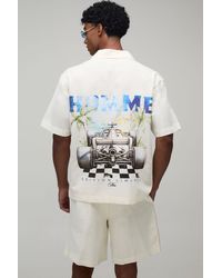 BoohooMAN - Homme Racing Back Print Oversized Shirt & Short Set - Lyst