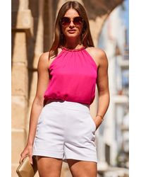 Sosandar - Hot Chain Trim Halter Neck Top Viscose - Lyst