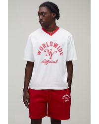 BoohooMAN - Regular Fit Worldwide Printed T-Shirt & Short Set - Lyst