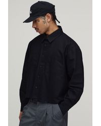 BoohooMAN - Boxy Fit Cropped Long Sleeve Oxford Shirt - Lyst