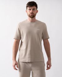 BOSS - Men's Hugo Boss Waffle Knit Pyjama T-shirt In Beige - Lyst