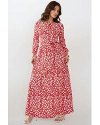 Hiccup - Flowering Crew Neck Maxi Dress With Belt - Lyst