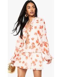 Boohoo - Floral Chiffon Godet Mini Skirt - Lyst