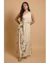 Oasis - Petite Trailing Camelia Jersey Bandeau Maxi Dress - Lyst