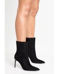 Boohoo - Faux Suede High Stiletto Pointed Toe Ankle Boots - Lyst
