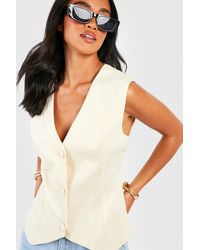 Boohoo - Petite Tailored Woven Waistcoat - Lyst