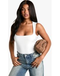 Boohoo - Double Layer Slinky Square Neck One Piece - Lyst