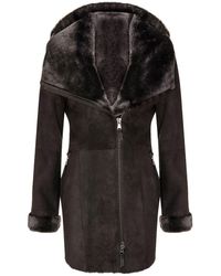 Infinity Leather - Merino Sheepskin Hooded Coat-Antioch - Lyst