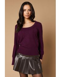 Oasis - Square Neck Volume Sleeve Pointelle Knit Top - Lyst