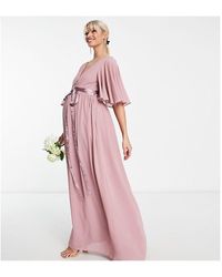 TFNC London - Materity Bridesmaid Kimono Sleeve Pleated Maxi Dress With Angel - Lyst