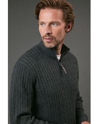 MAINE - Premium Pure Cotton Cable Half Zip Jumper - Lyst