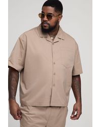 BoohooMAN - Plus Satin Jacquard Boxy Oversized Shirt - Lyst