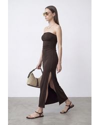Dilvin - Strapless Bodycon Maxi Dress With Slit - Lyst