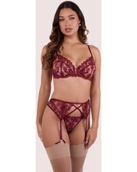 Wolf & Whistle - Eva Dark Cherry Graphic Embroidery Suspender - Lyst