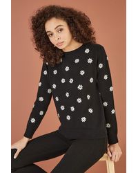 Yumi' - All Over Embroidered Daisy Knitted Jumper Material_Viscose - Lyst