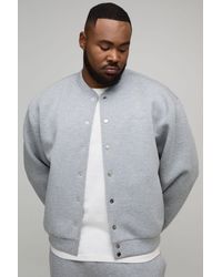 BoohooMAN - Plus Oversized Boxy Scuba Marl Bomber Jacket - Lyst