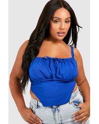 Boohoo - Plus Tie Front Milkmaid Corset Top - Lyst